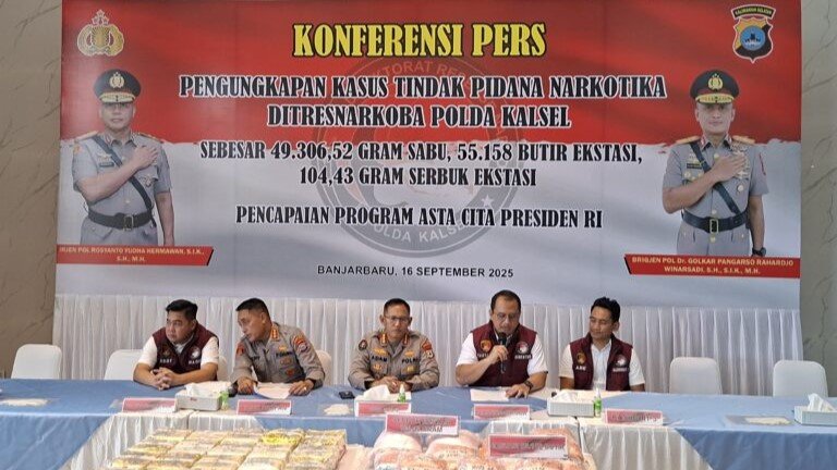 Konferensi Pers Polda Kalsel Pengungkapan Kasus Narkoba.